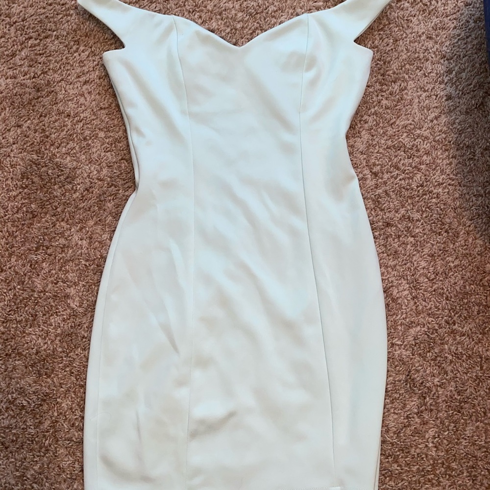 Light blue tobi mini off the shoulder dress